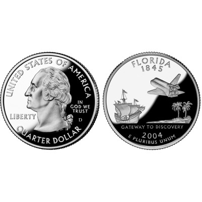 Монета Квотер США 2004 г., Флорида (P)