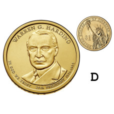 1 доллар США 2014 г., 29-й президент Уоррен Гамалиел Хардинг (D)