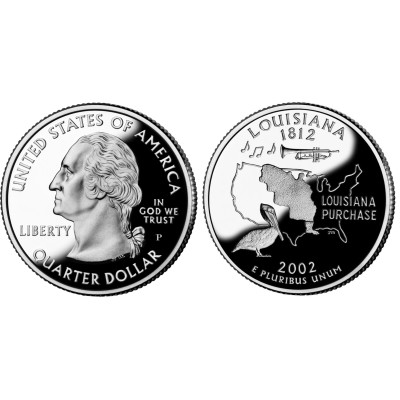 Монета Квотер США 2002 г., Луизиана (P)