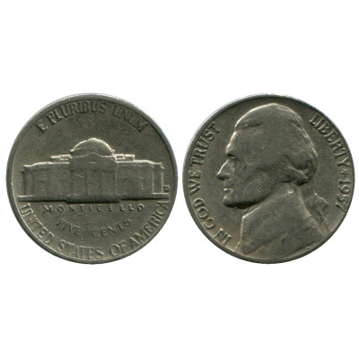 Монета 5 центов США 1957 г. (D)