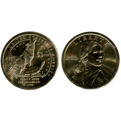 Монета 1 доллар США 2013 г., Договор с делаварами (P)